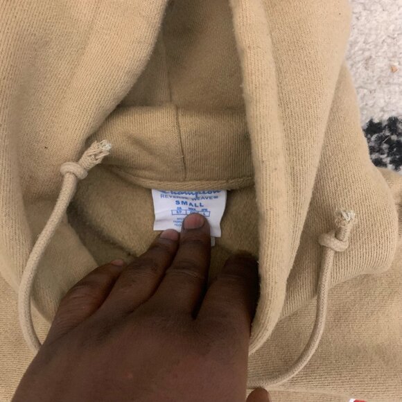 champions hoodie long sleeve tan vtg - Picture 2 of 3